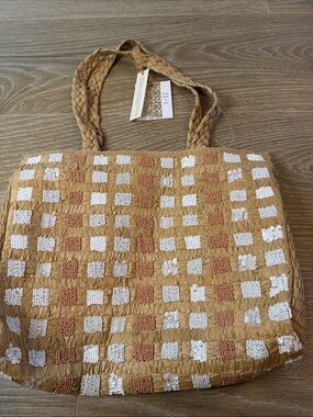NWT From India to You Handmade Beaded Tote Bag